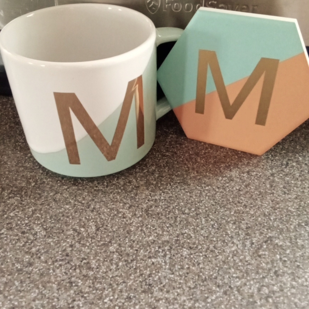 NWT! Mug and Coaster set "M"